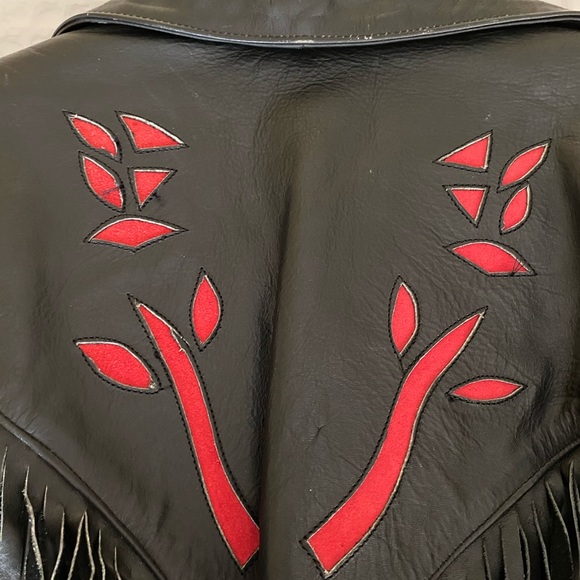 Black and Red Woman Leather Jacket - Picture 4 of 10